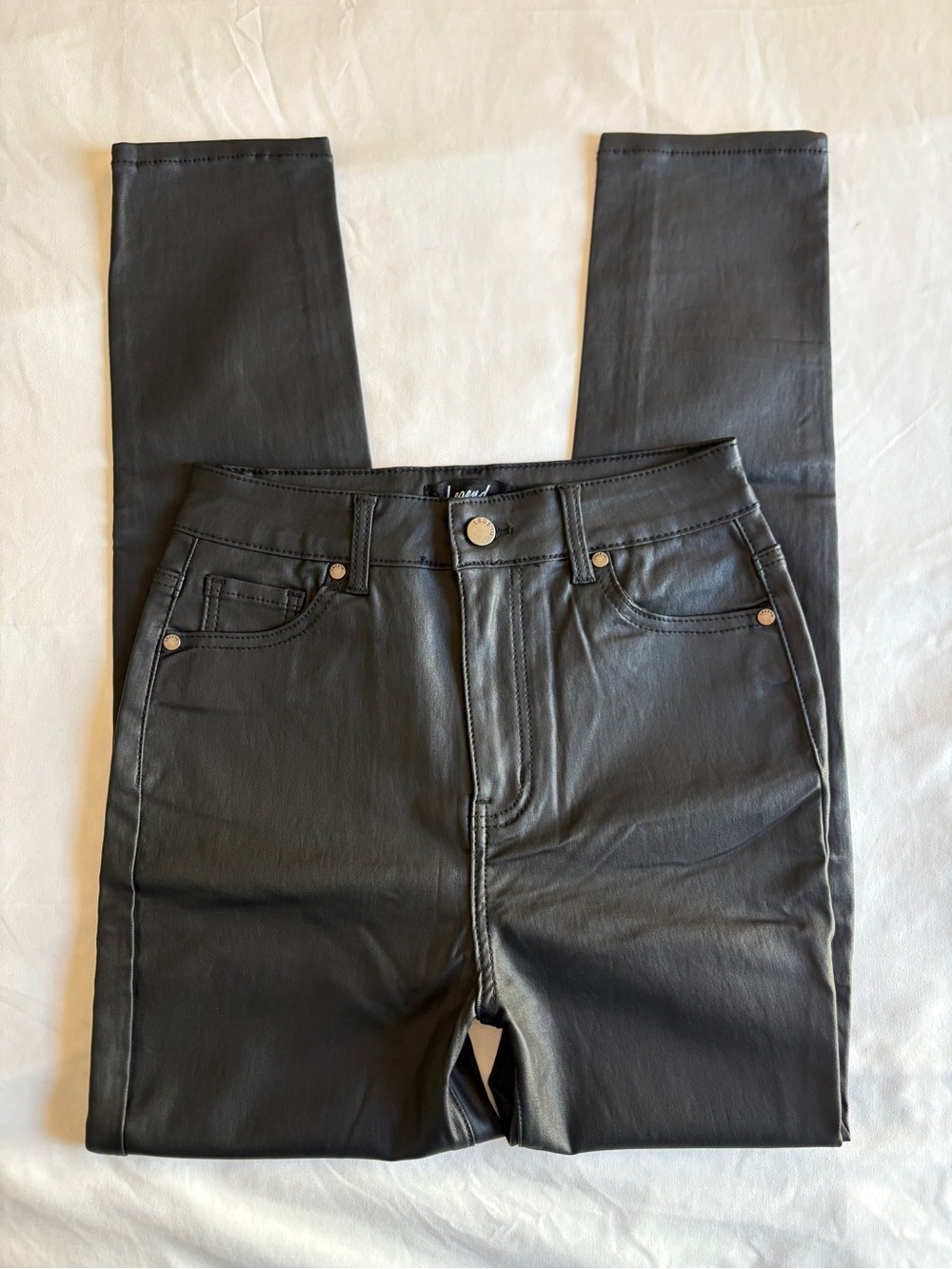 Legend Black Faux Leather Skinny Pants High Waist Grunge Biker Edgy Moto Rocker
